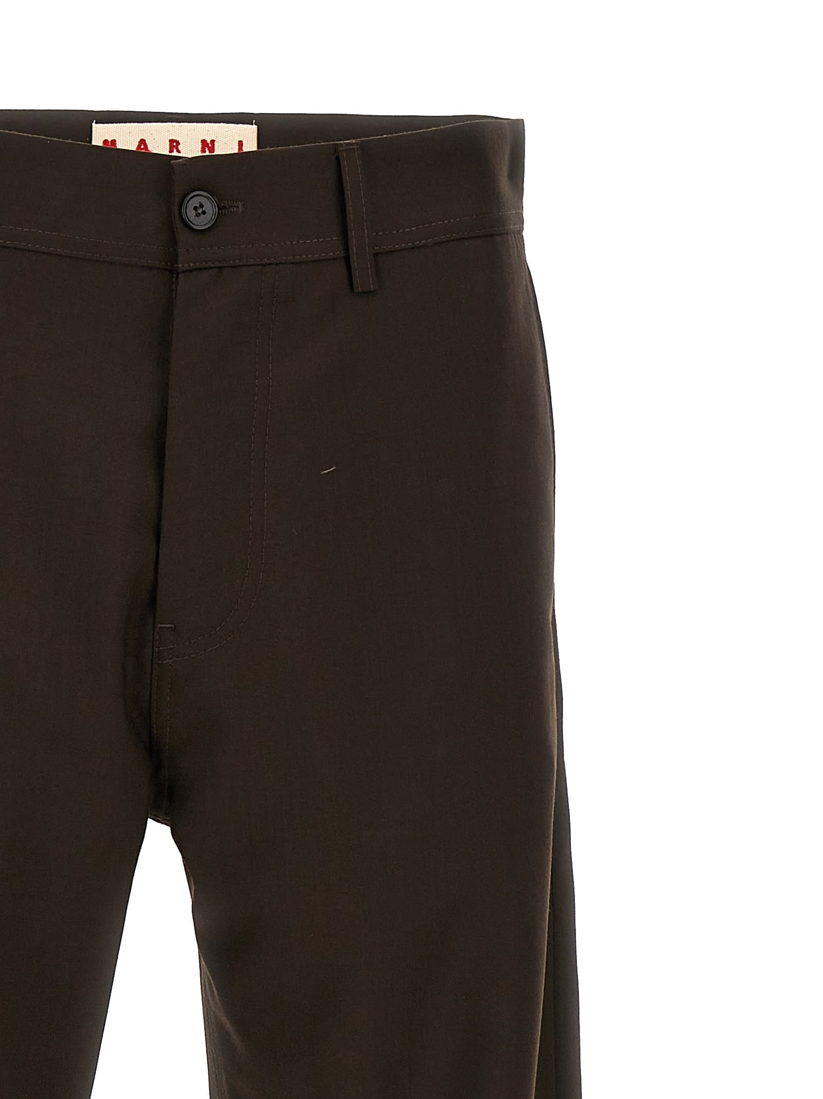 Shop Marni Wool Pants In Brown