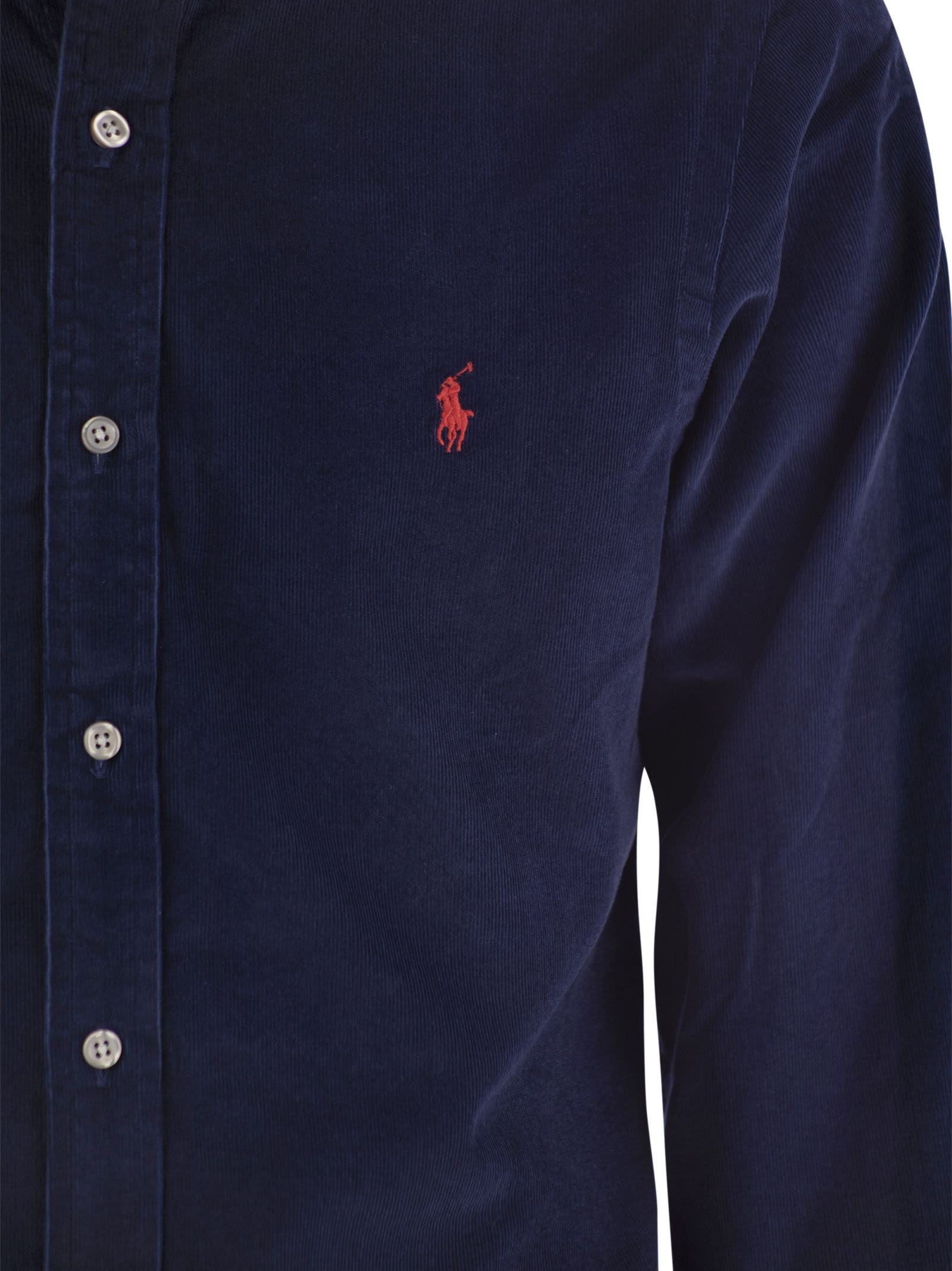 Shop Polo Ralph Lauren Slim-fit Velvet Shirt In Newport Navy