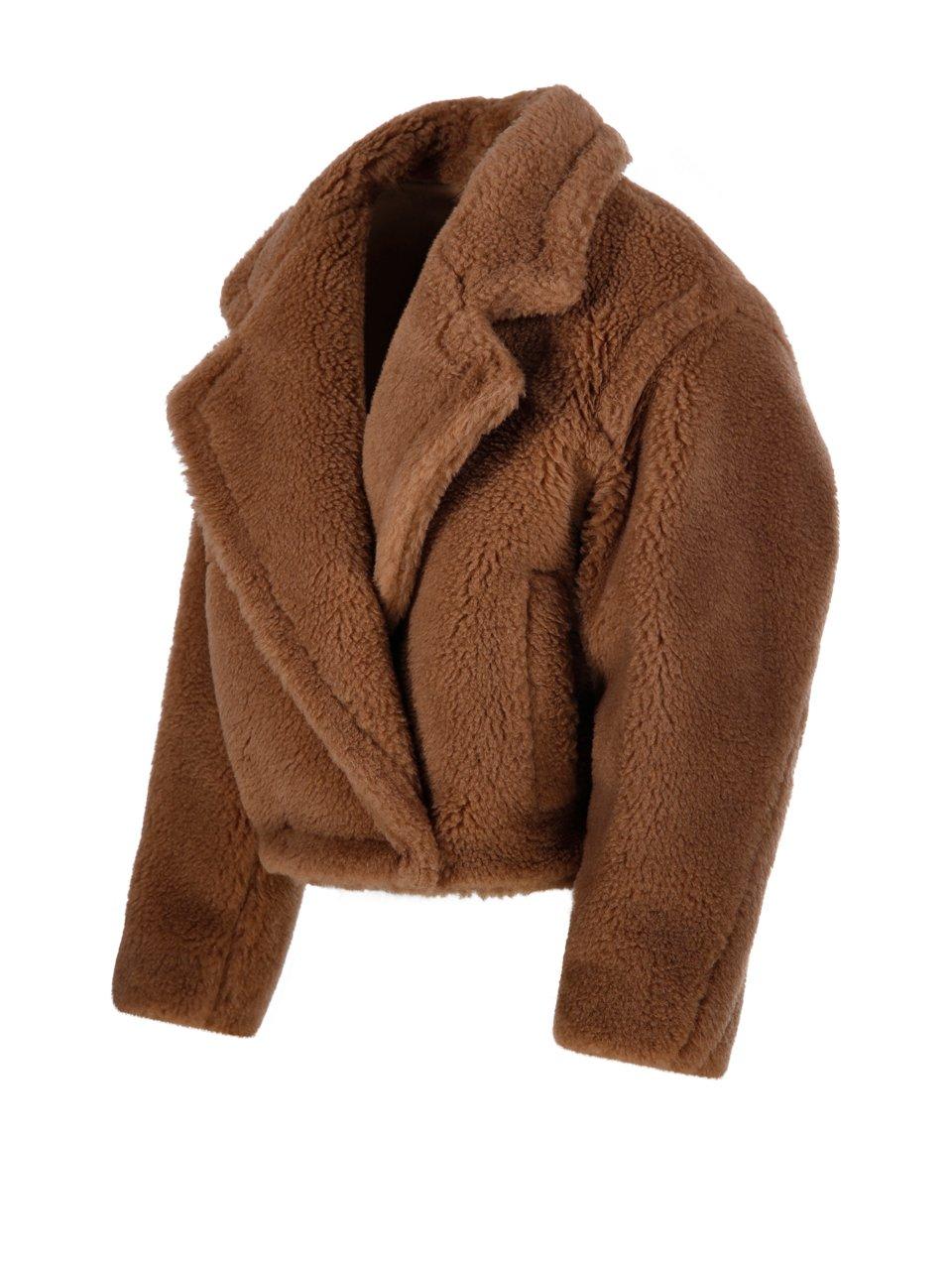 Max Mara Collared Long-sleeved Teddy Coat In Beige