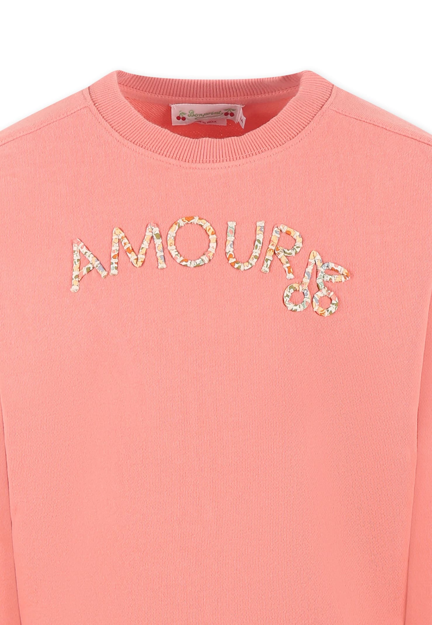 Bonpoint Pink Sweatshirt For Girl With Writing In Pink