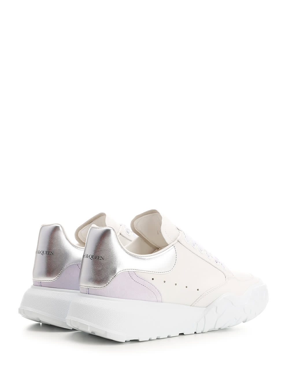 Shop Alexander Mcqueen Court Sneaker In White/sil/pale Lilac