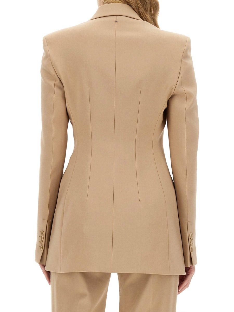 Sportmax Camel-coloured Double-breasted Jacket In Black