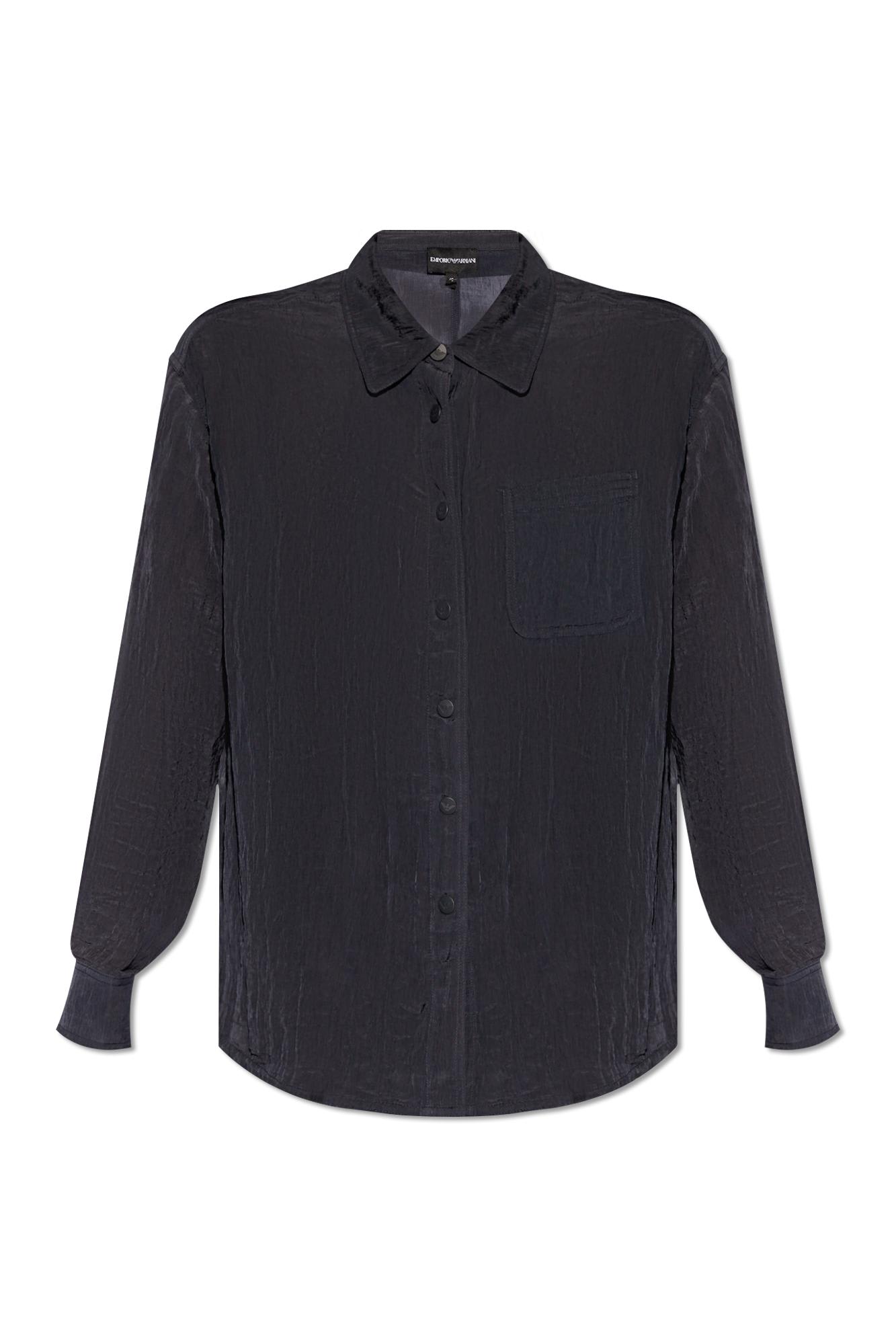 Shop Emporio Armani Shirt With Pocket In Blue
