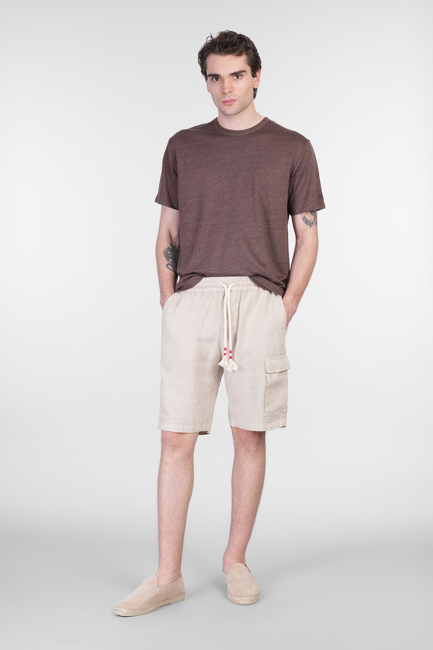 Mc2 Saint Barth Ecstasea N T-shirt In Brown Linen In Brown