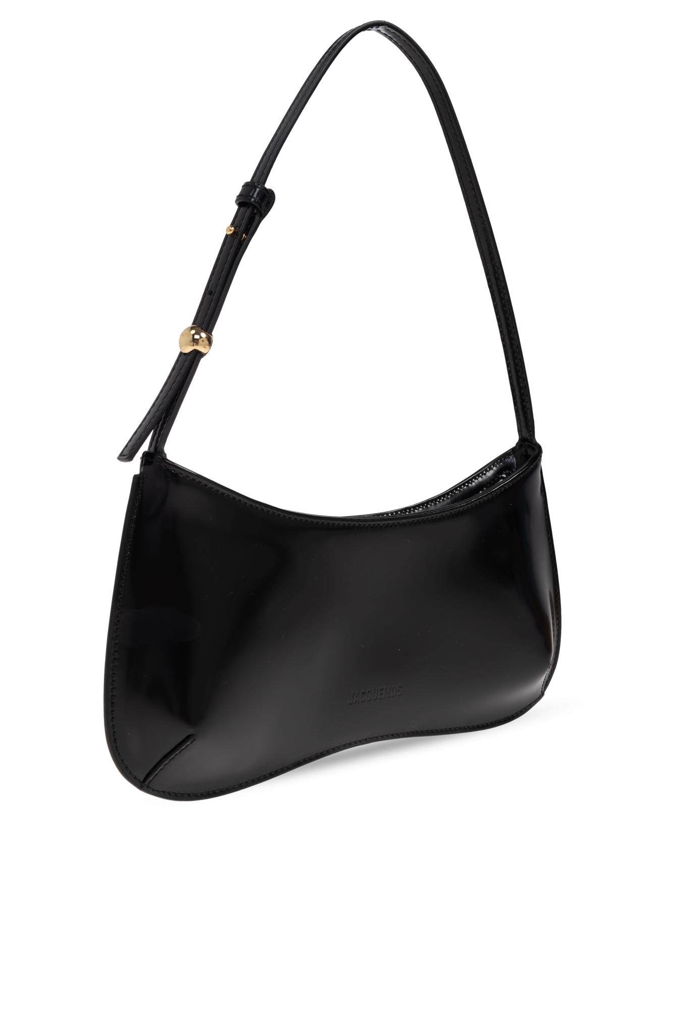 Jacquemus Versatile Shoulder Bag Adjustable Strap Smooth Finish In Black