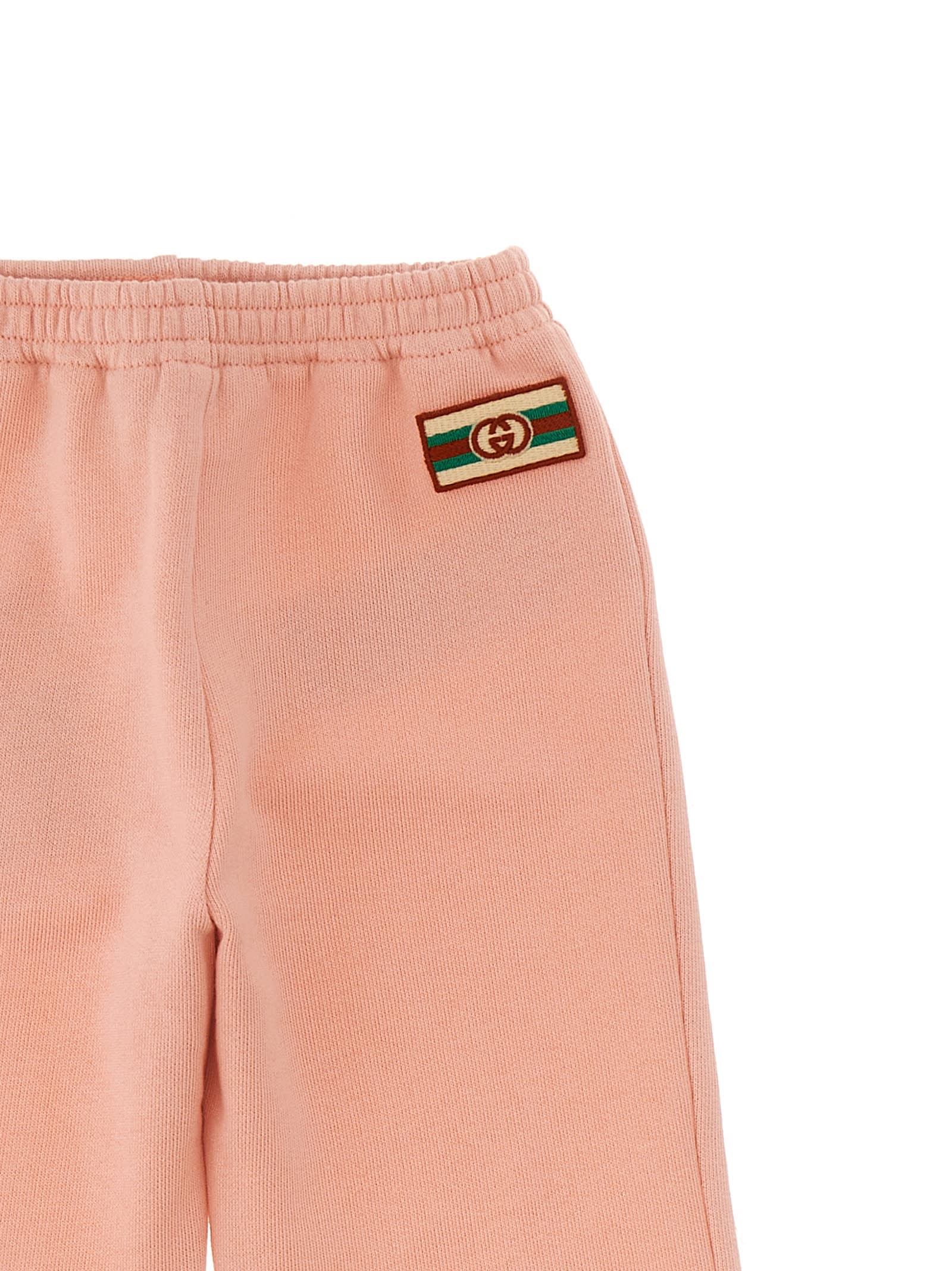 Shop Gucci Logo Embroidered Joggers In Pink