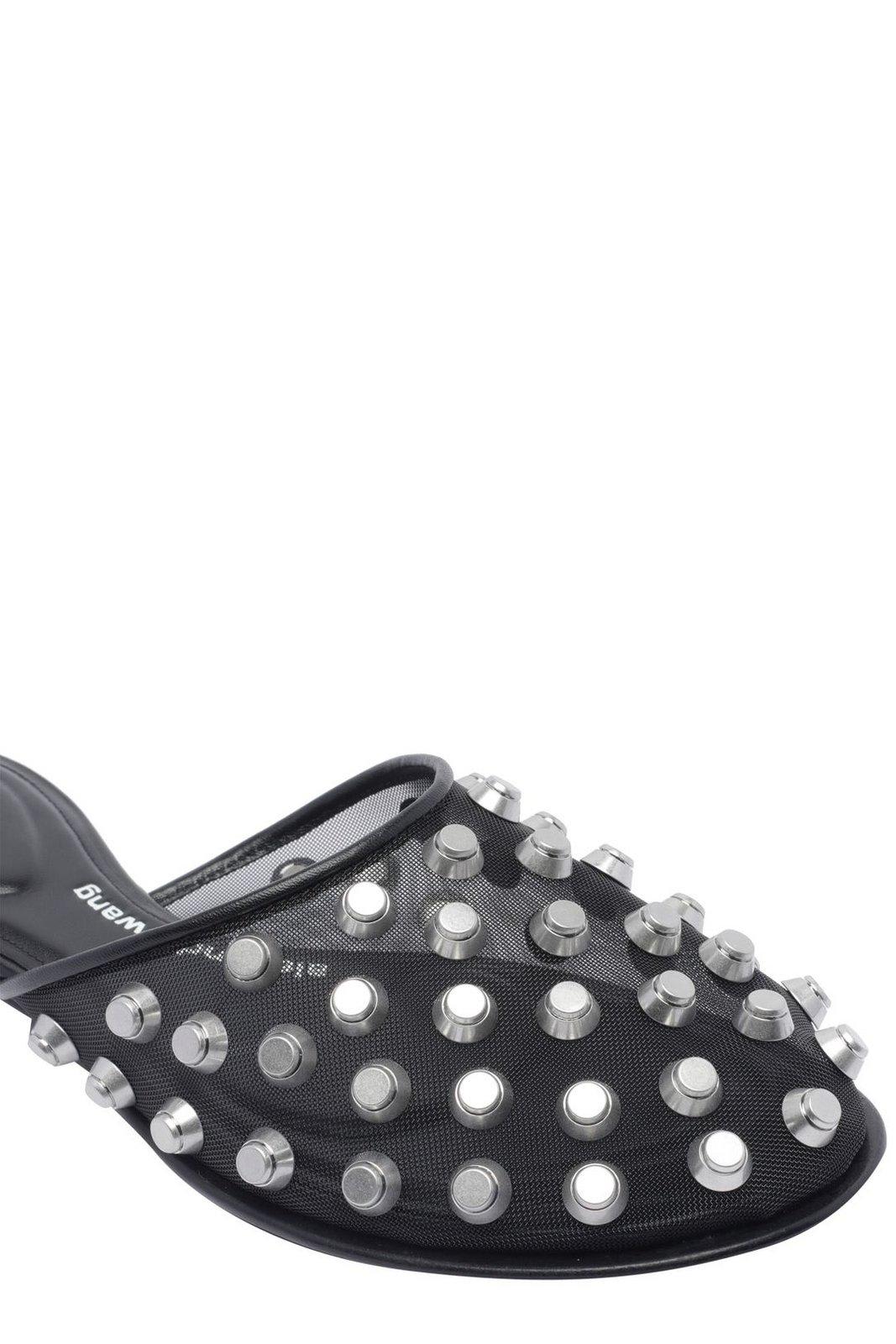 Alexander Wang Rhodes Stud-embellished Mesh Ballet Flats In Black
