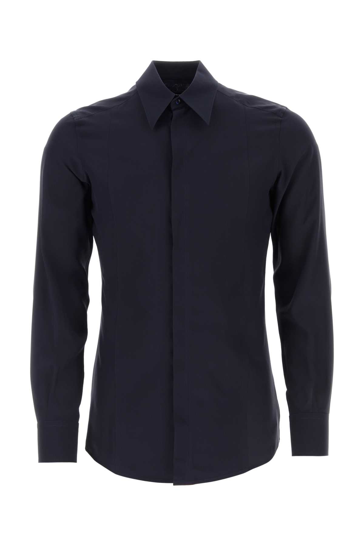 Shop Dolce & Gabbana Midnight Blue Crepe Shirt In Bluscurissimo5