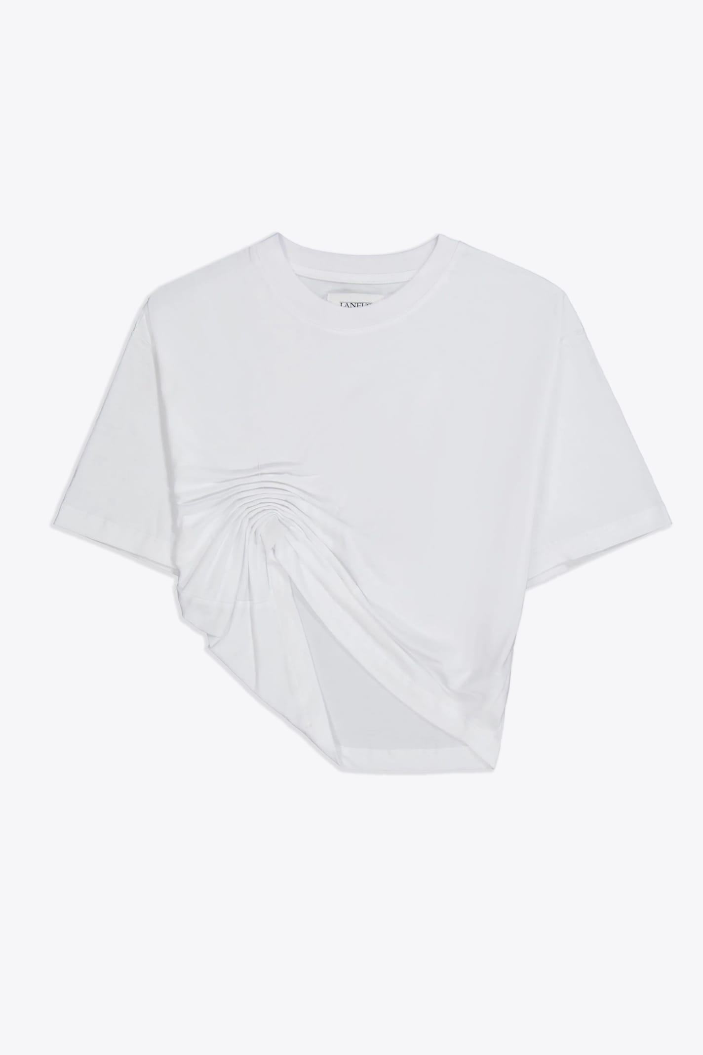 Jersey T-shirt Woman White Cotton Cropped T-shirt With Drapery - Jersey T-shirt