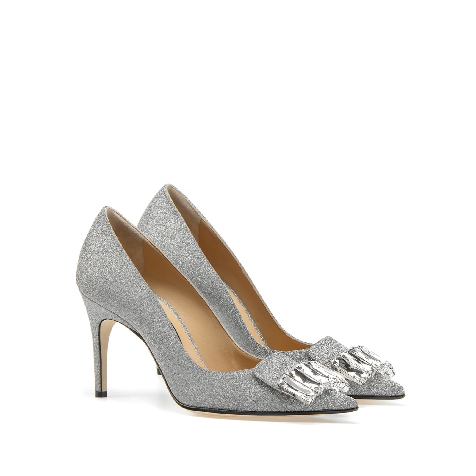 Shop Sergio Rossi Sr1 090 Glitter Pumps In Silver