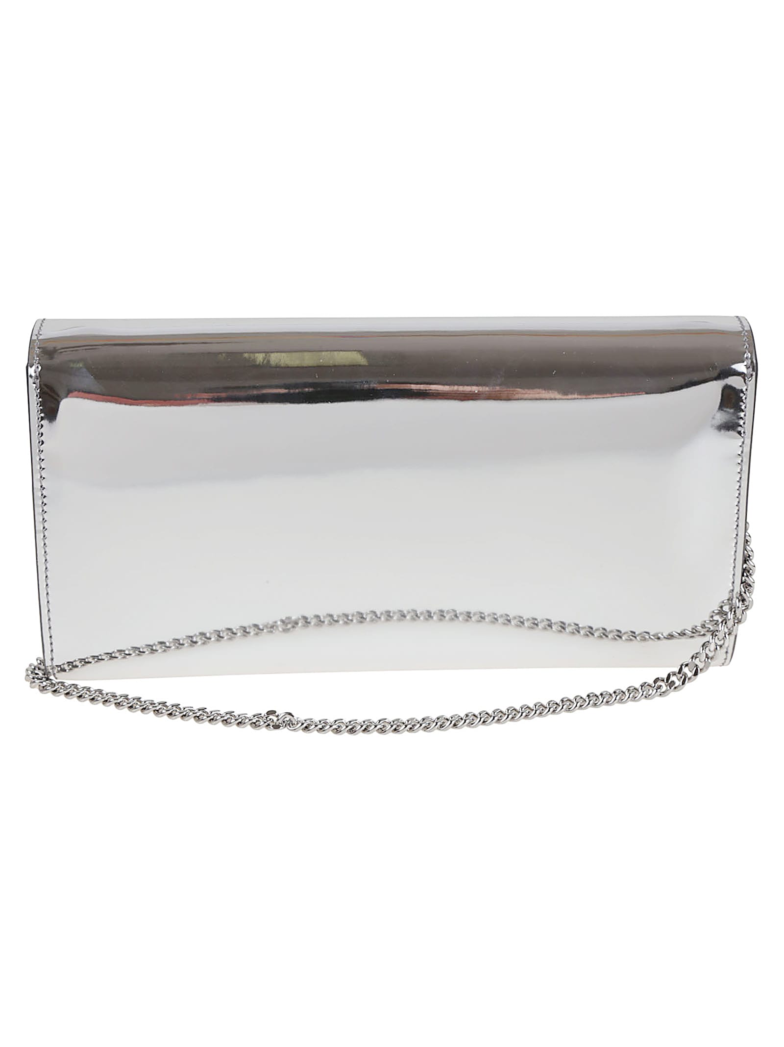 Jimmy Choo Emmie Patent Leather Clutch In Silver