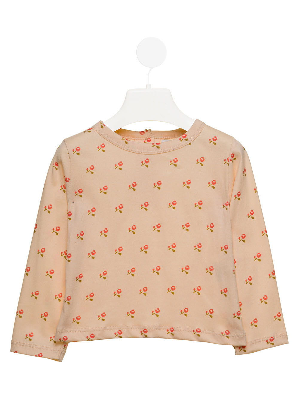 Emile Et Ida Kids Baby Girls Beige Sweater With Floral Print