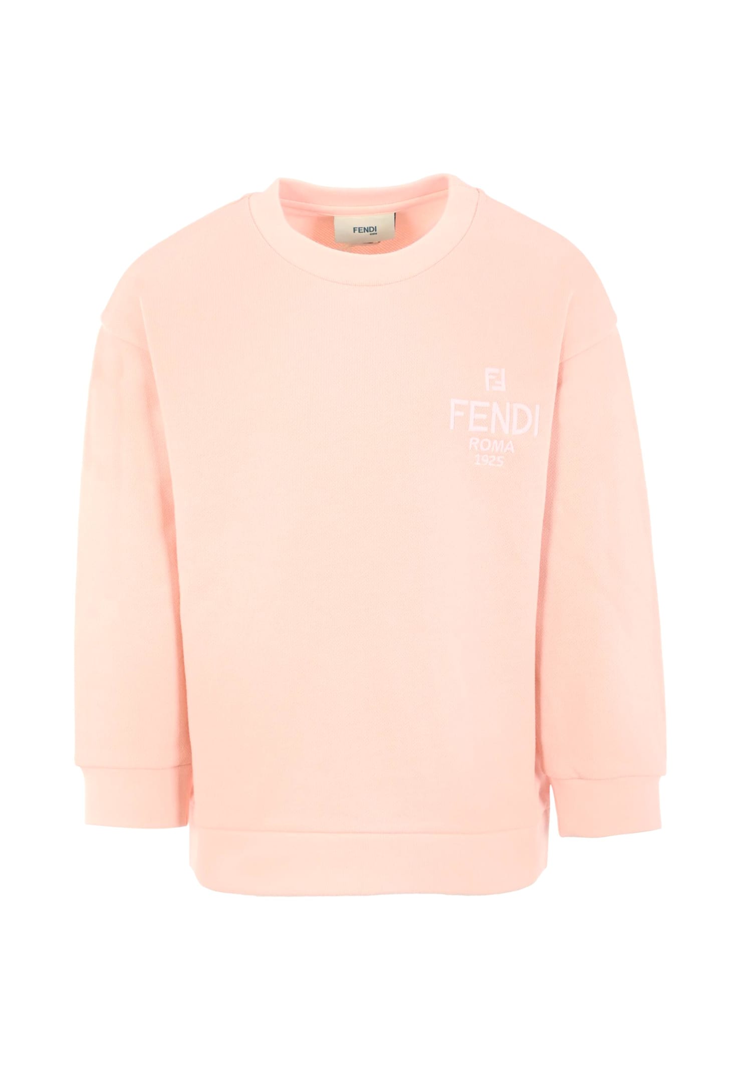Fendi Logo-embroidered Cotton Sweatshirt In Neutral