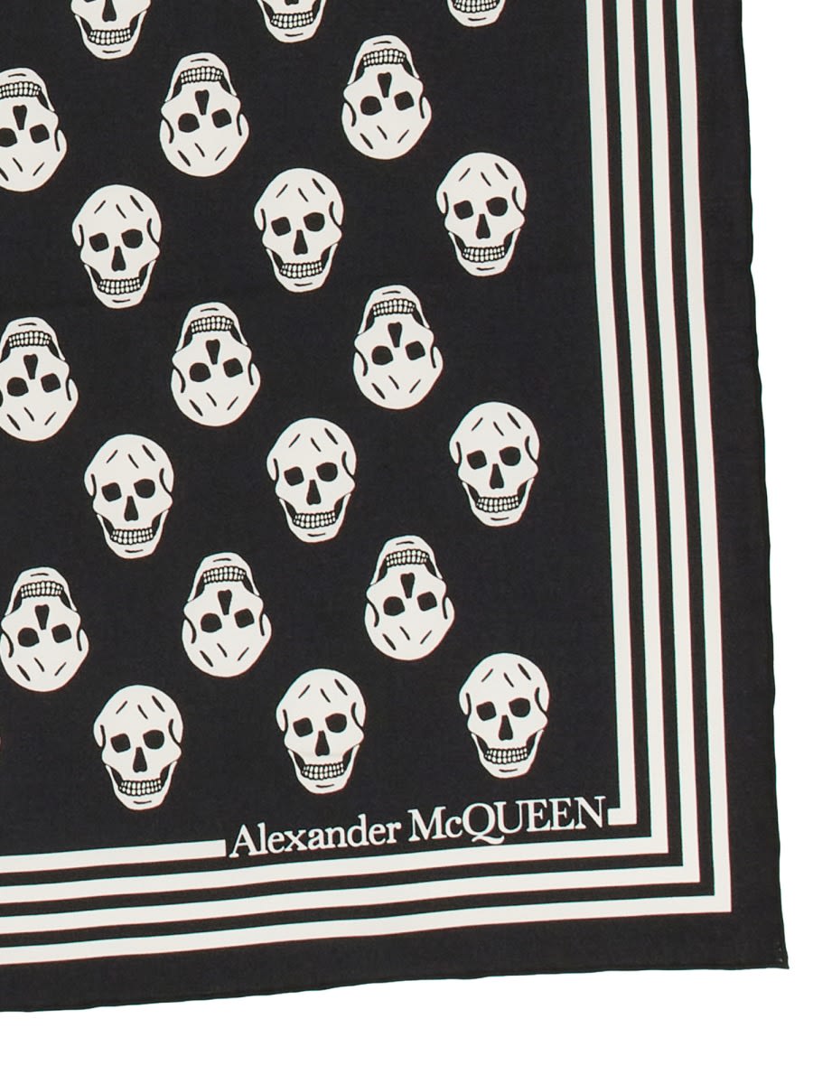 Shop Alexander Mcqueen Biker Skull Print Scarf In Black