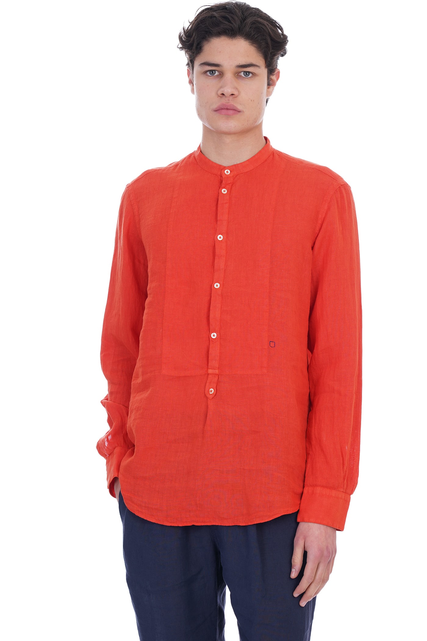 Massimo Alba Kos Shirt In Orange Linen