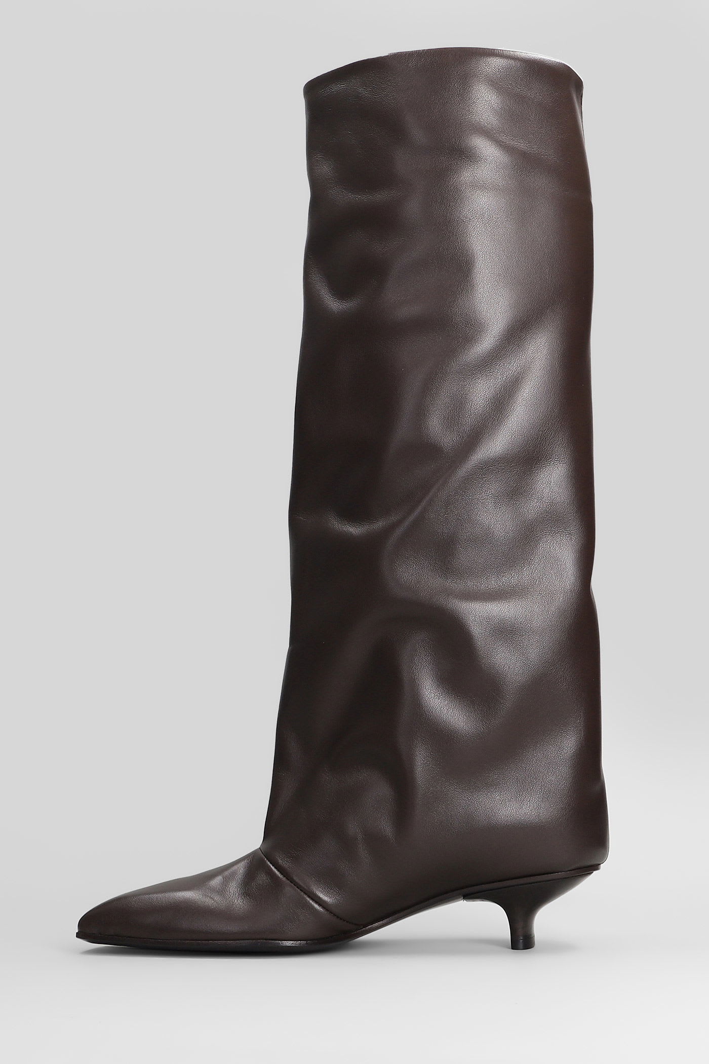Vicini Cizin 30 Low Heels Boots In Brown Leather In Brown