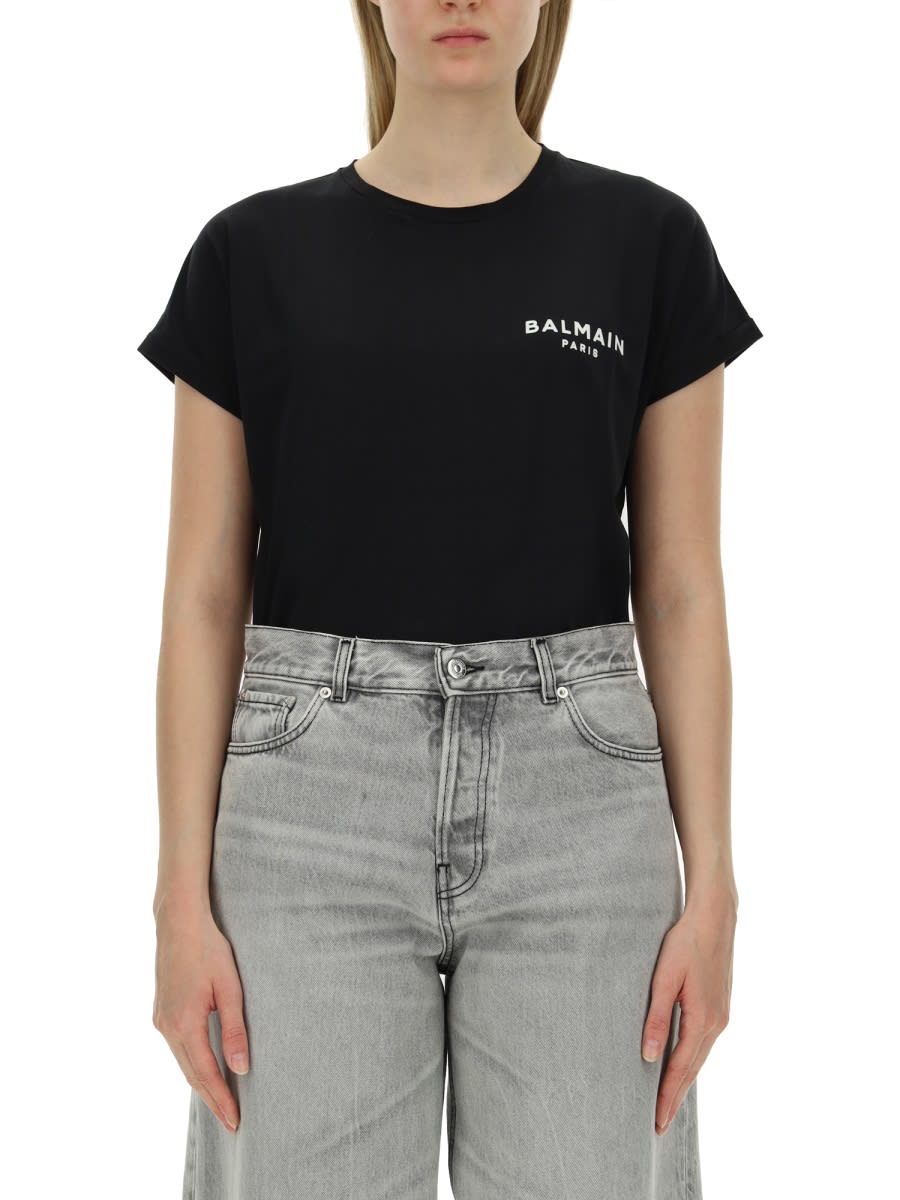 Balmain T-shirt With Logo In Black