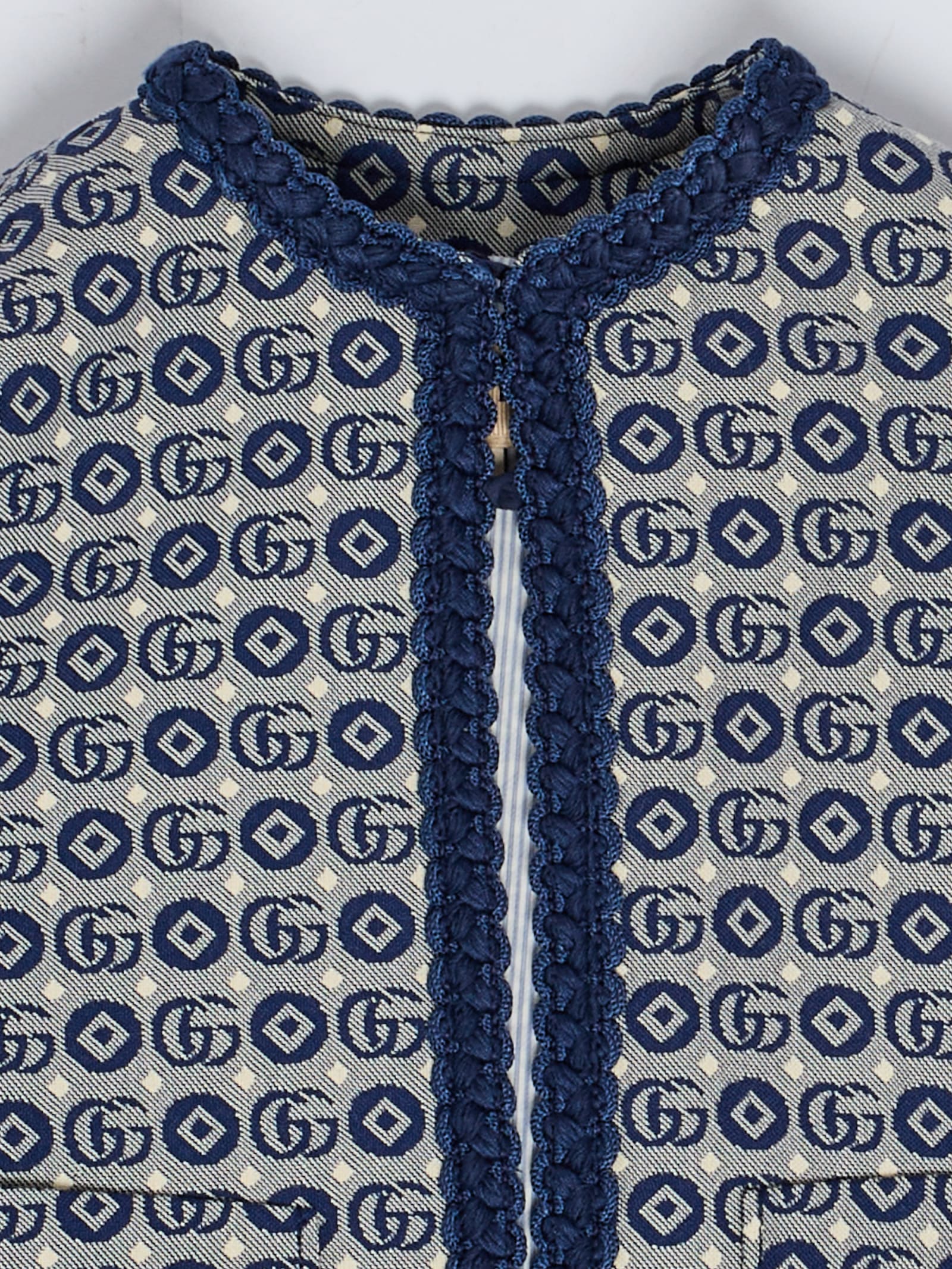 Shop Gucci Jacket Gg Dots Jacket In Blu