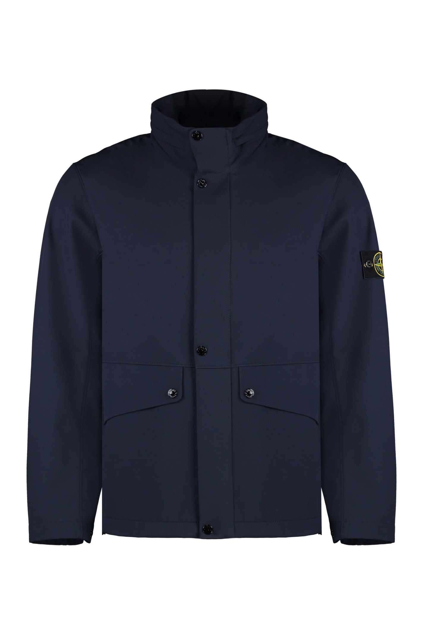 Stone Island Quilted Padded Hooded Down Jacket In Blue