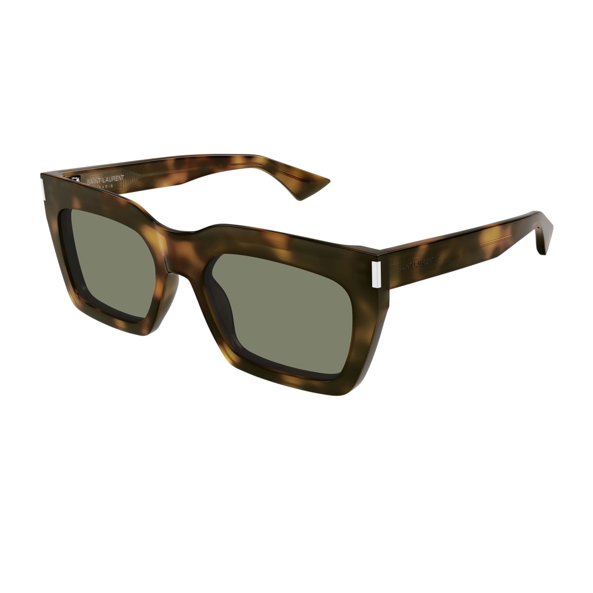 Shop Saint Laurent Sl 810 Linea Corner Angle 003 Havana Green Sunglasses
