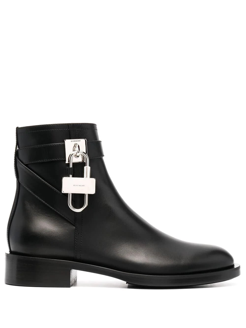 Givenchy Woman Lock Ankle Boot In Black Leather