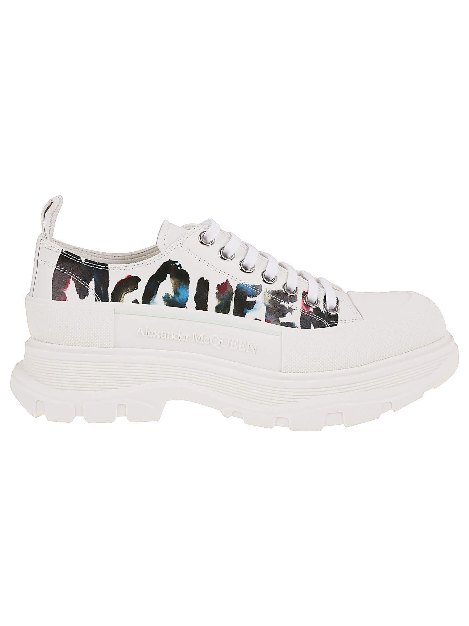 Alexander Mcqueen Tread Slick 50mm Graphic-print Sneakers In Op Wh Whi Sil Multi