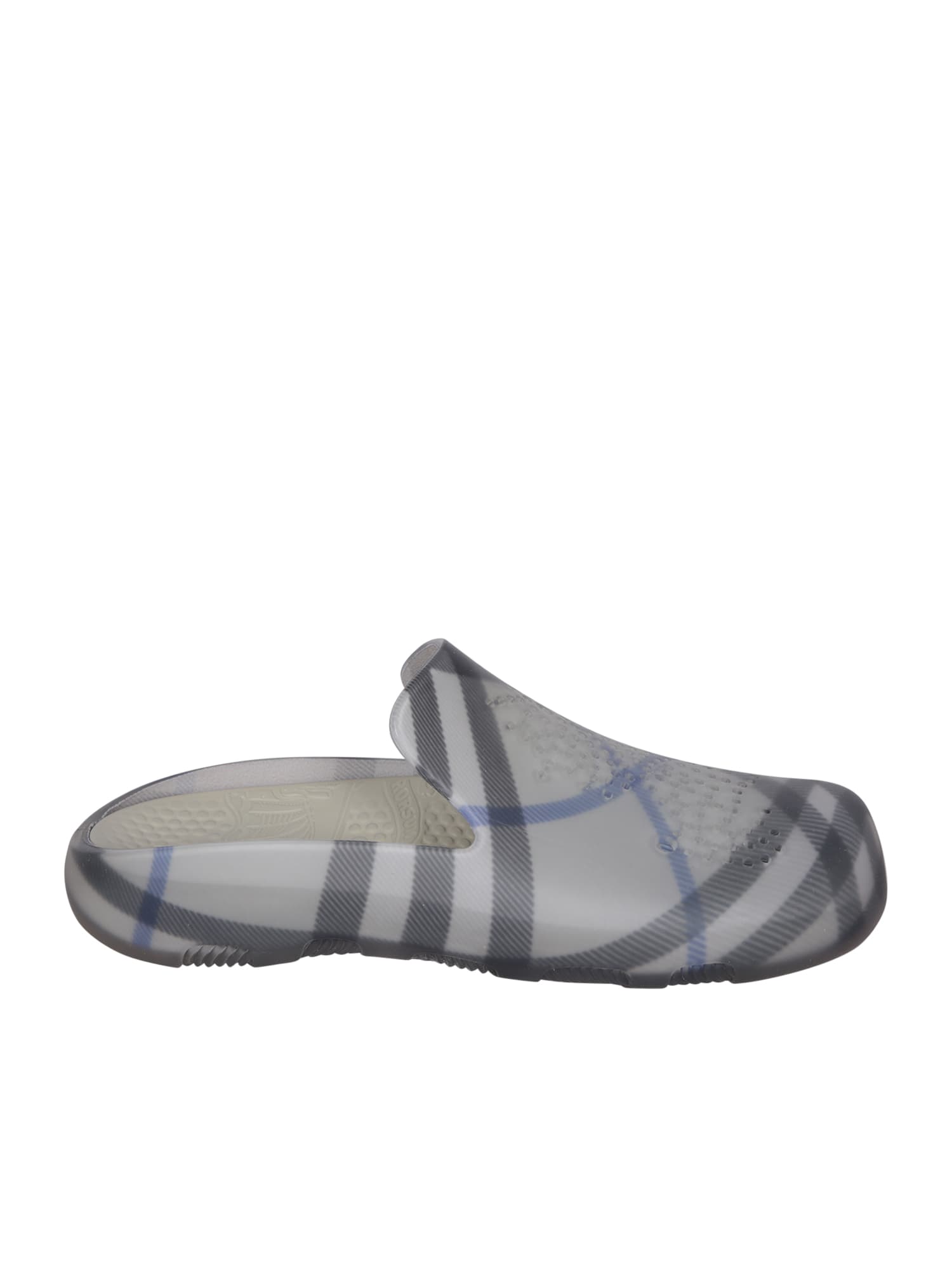 Shop Burberry Blue/grey Check Clog Shoes