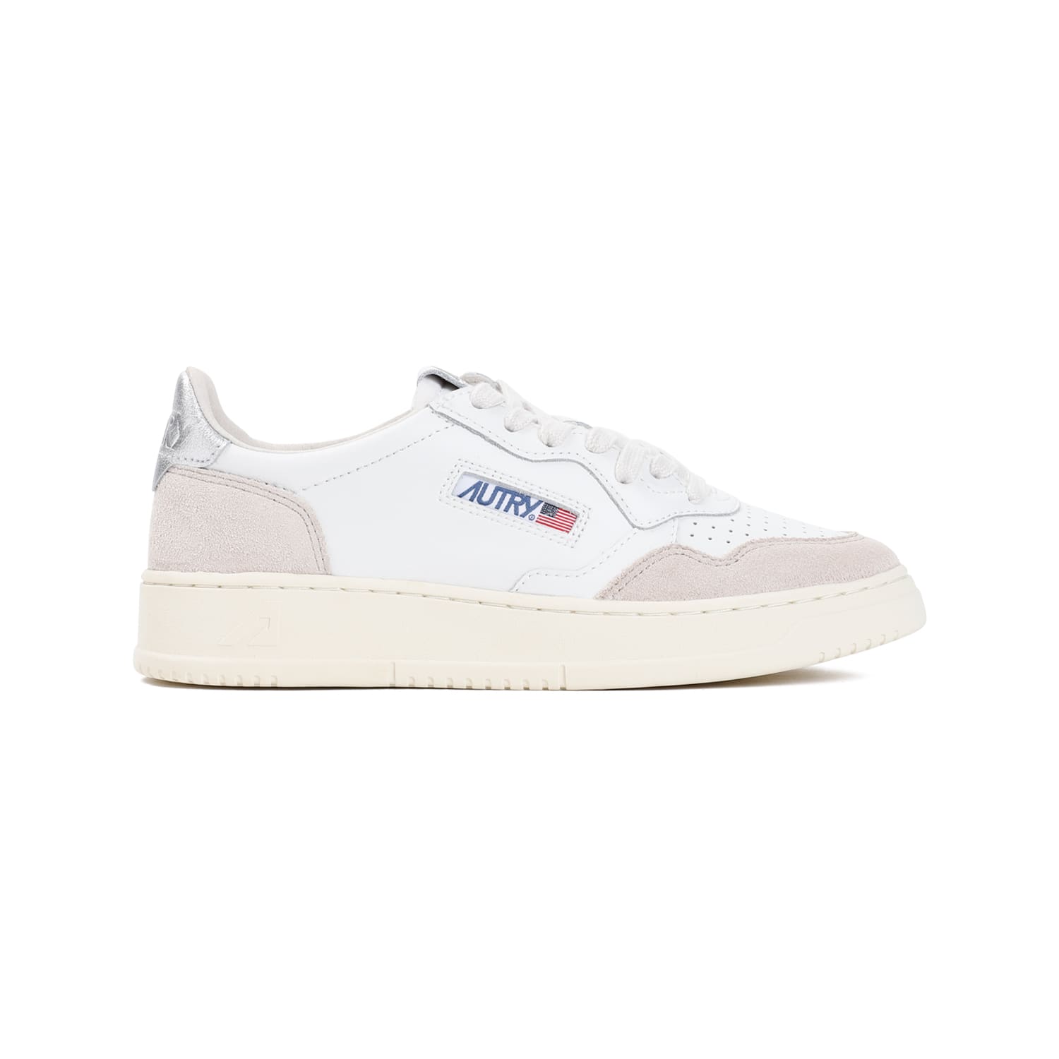 Autry Medalist Low Sneakers In Wht Silver