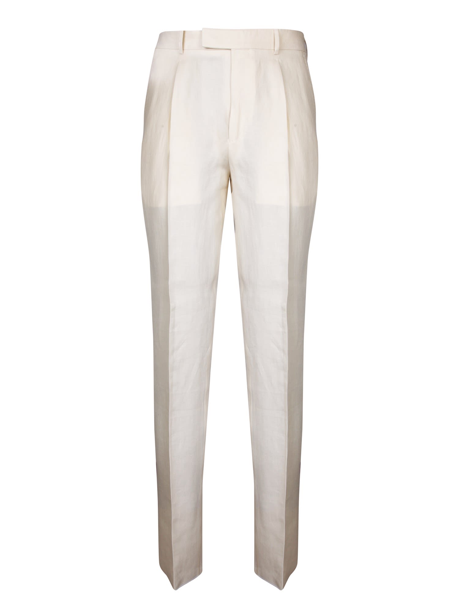 Shop Zegna Oasi Linen Trousers In Cream In White