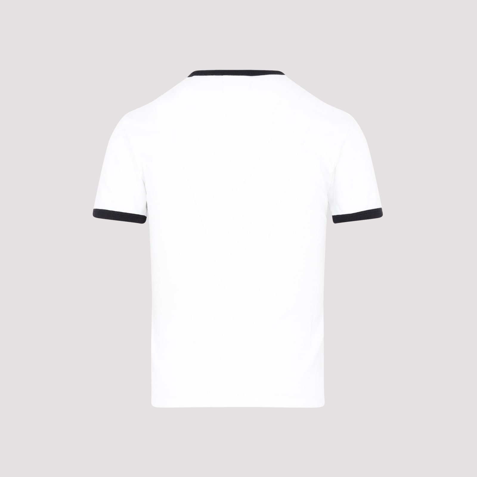 Courrèges Fitted White T-shirt With Contrasting Ribbed Trim In White