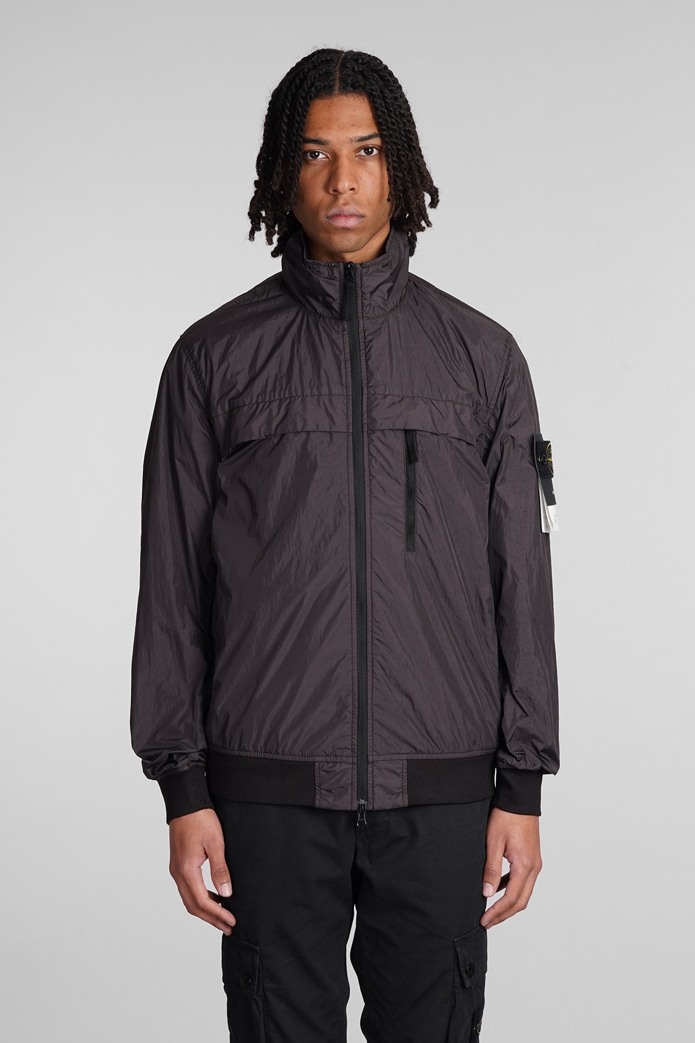 STONE ISLAND CASUAL JACKET IN GREY POLYAMIDE