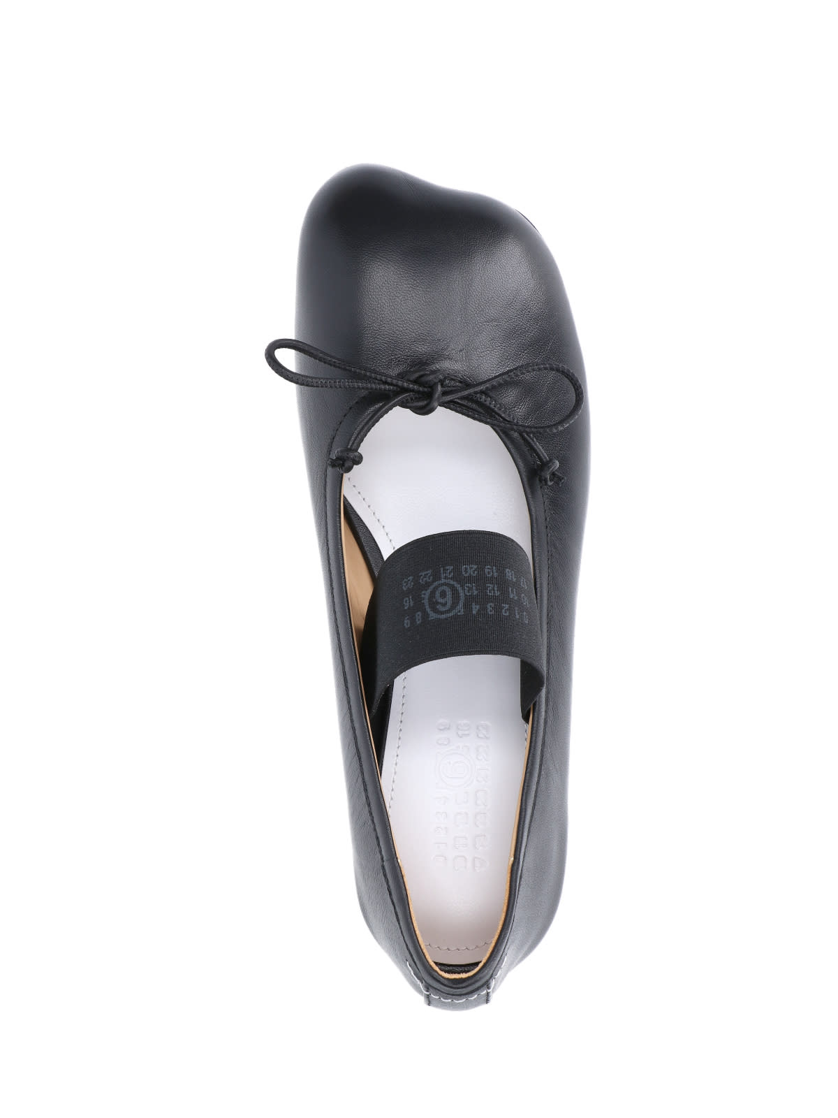 Mm6 Maison Margiela Smooth Leather Anatomical Ballerina In Black
