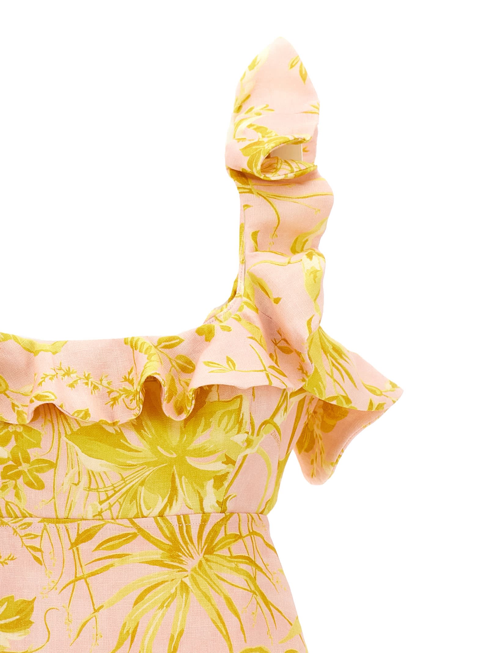 Shop Zimmermann Golden Ruffle Dress In Pink