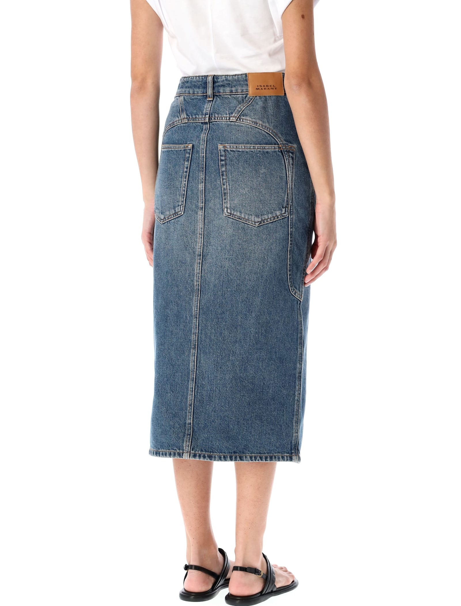Isabel Marant Blue Tilauria Midi Denim Skirt In Blue