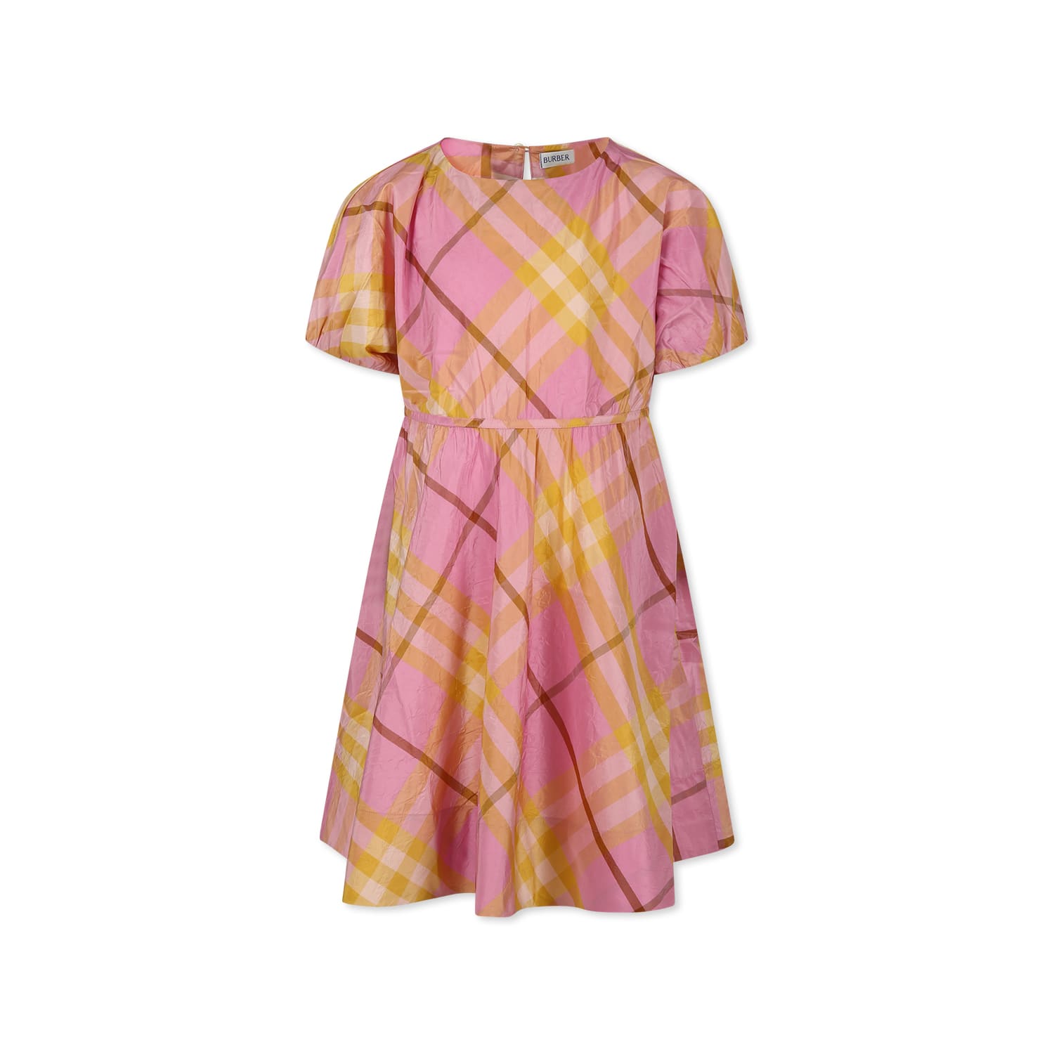Burberry Kids' Pink Dress For Girl With Vintage Check