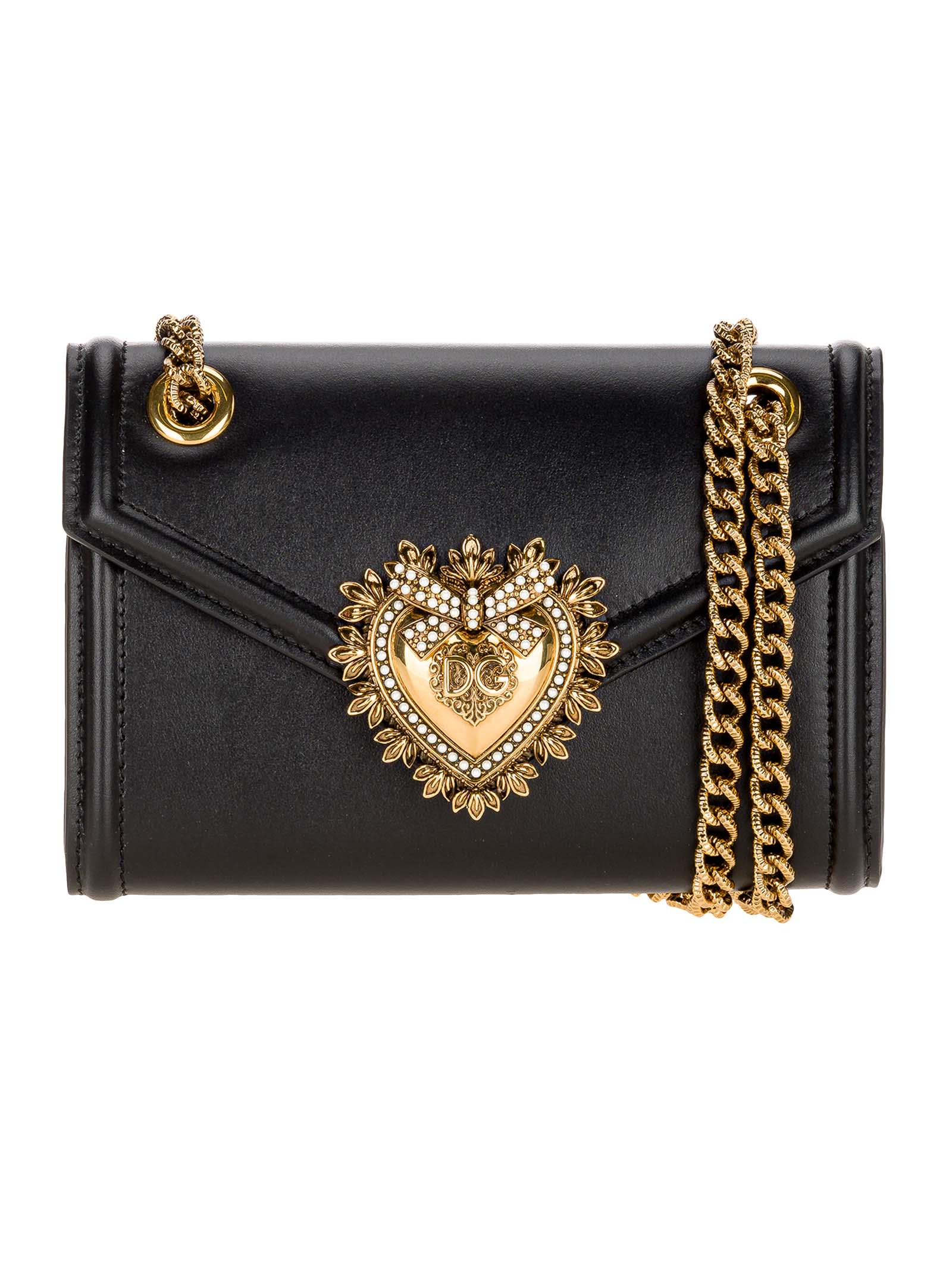 Dolce & Gabbana Mini Devotion Bag In Smooth Calfskin In Black