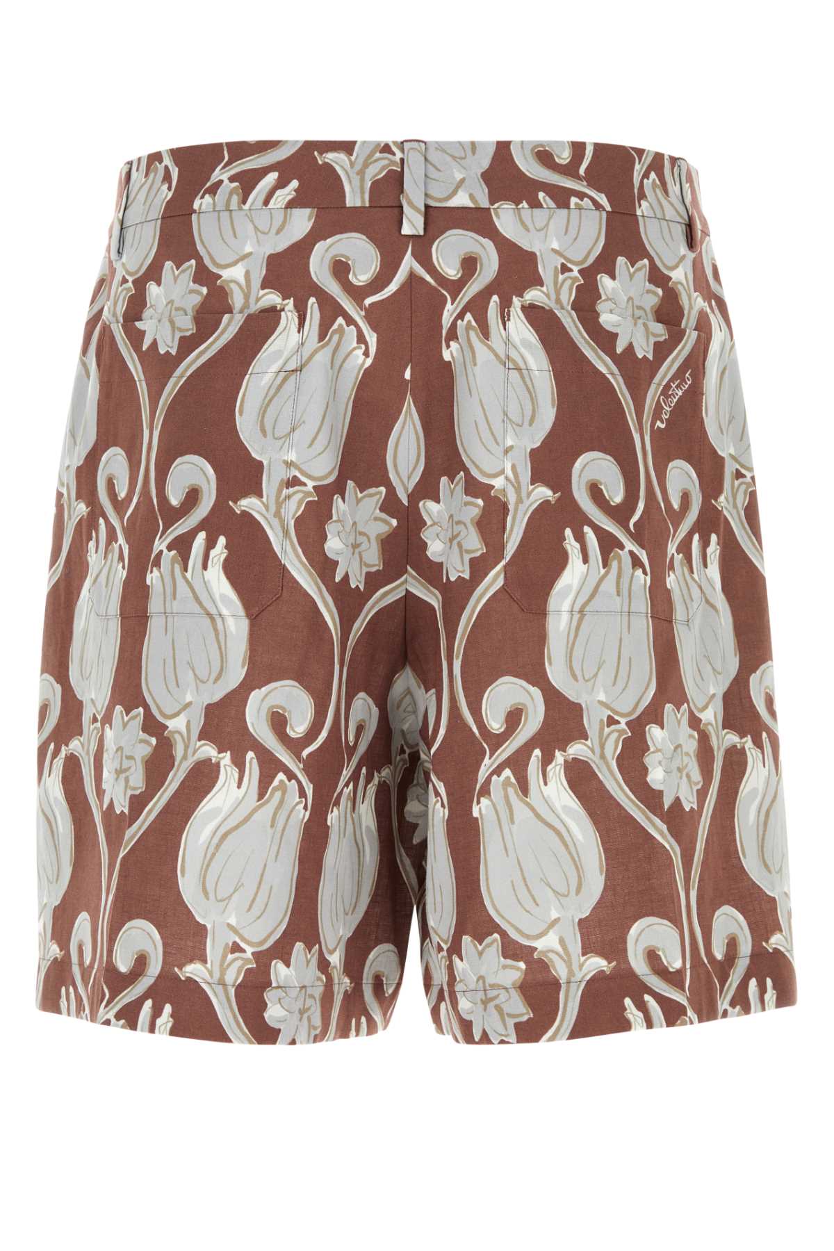 Valentino Floral Print Linen Bermuda Shorts In Sttulipsjaipurperla