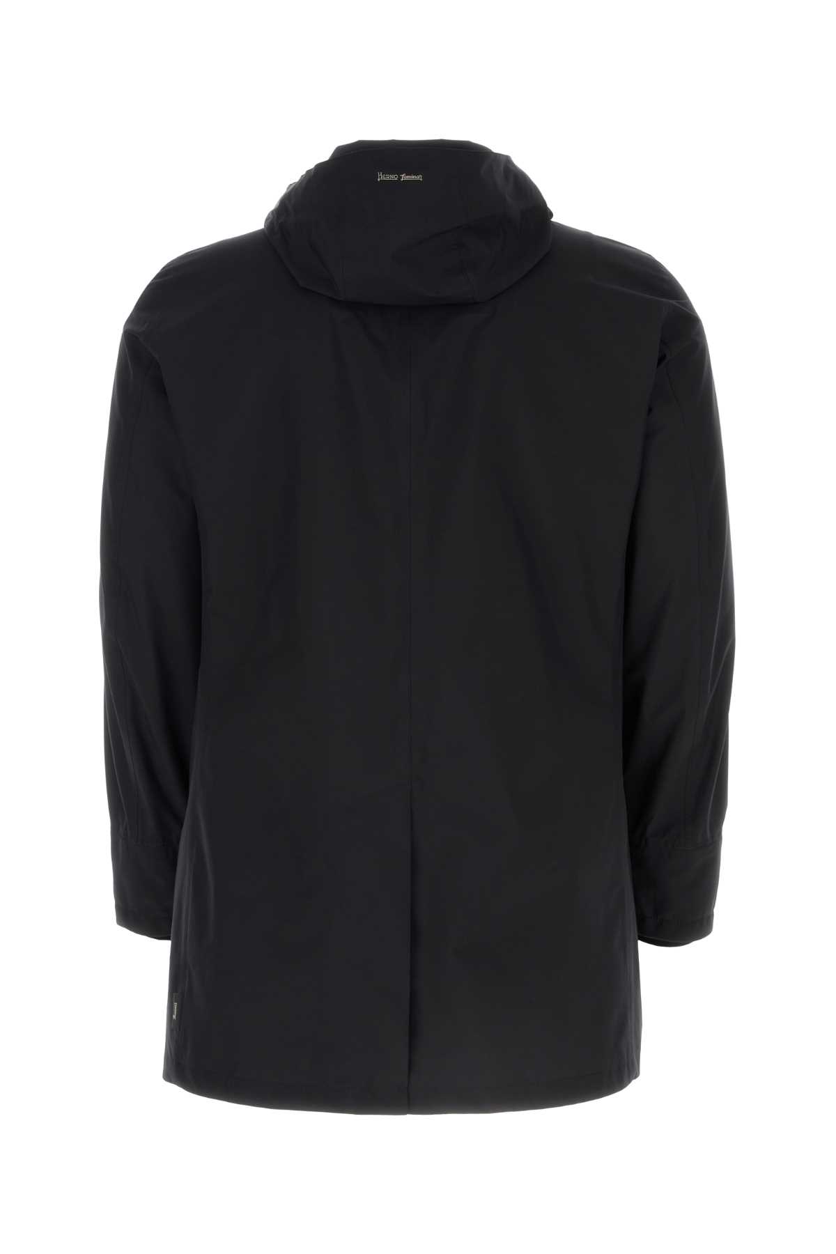 Shop Herno Midnight Blue Polyester Laminar Raincoat In Black