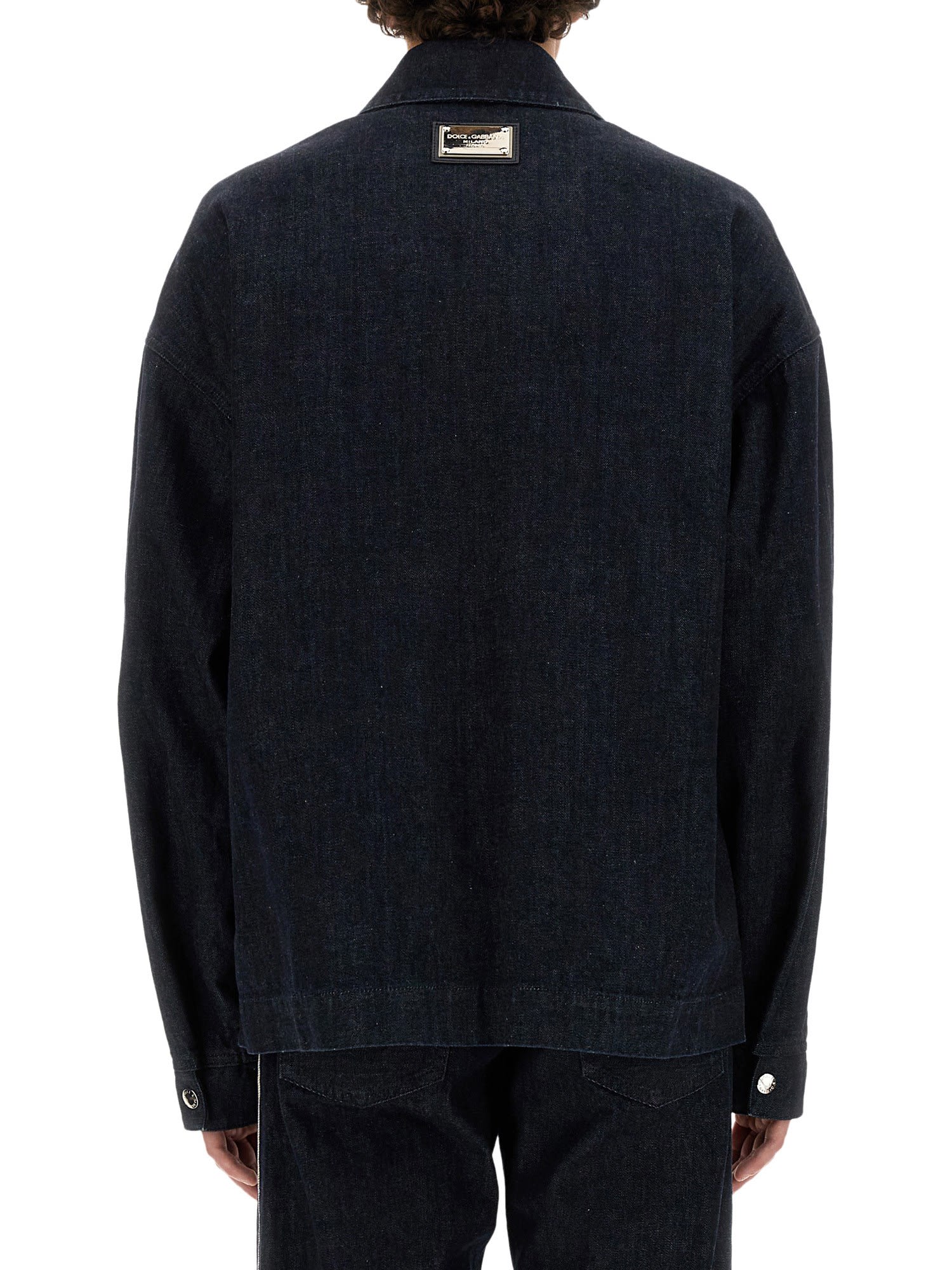 Dolce & Gabbana Denim Jacket With Buttoned Cuffs And Multiple Pockets In Denim