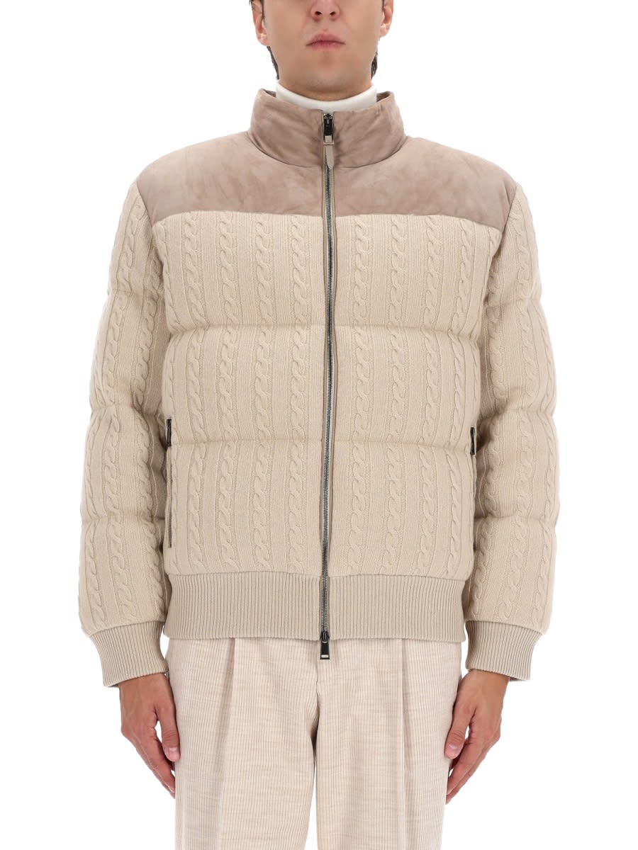 Hugo Boss Boss Down Jacket Lheath In Neutral