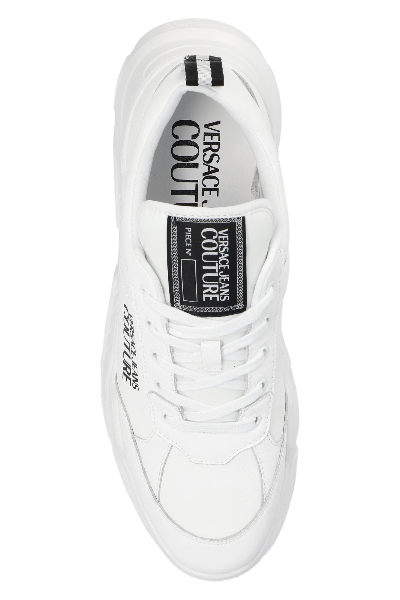 Shop Versace Jeans Couture Printed Sneakers In White