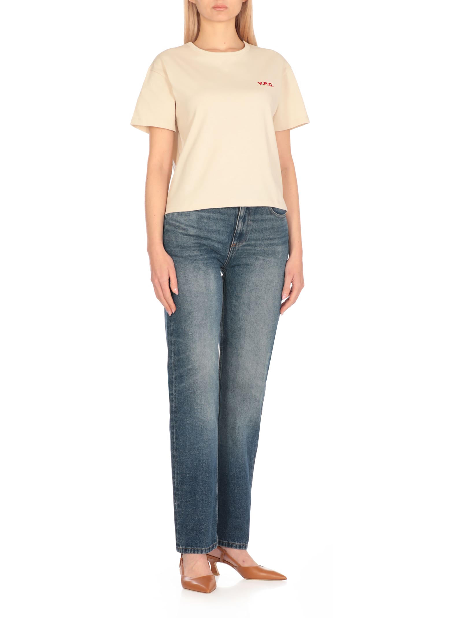 Apc T-shirt With Logo In Beige