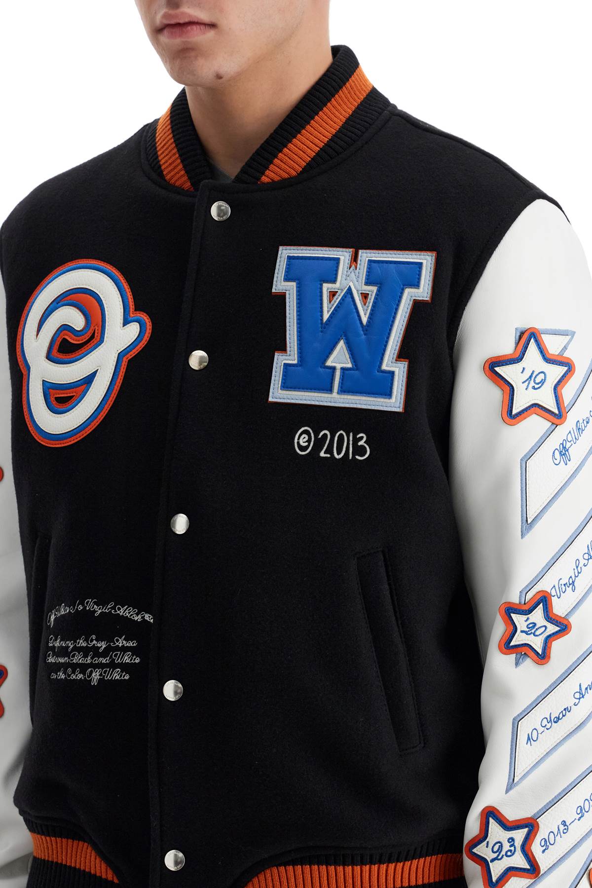 Shop Off-white Bomber Varsity Wizard In Black - Multicolor (black)