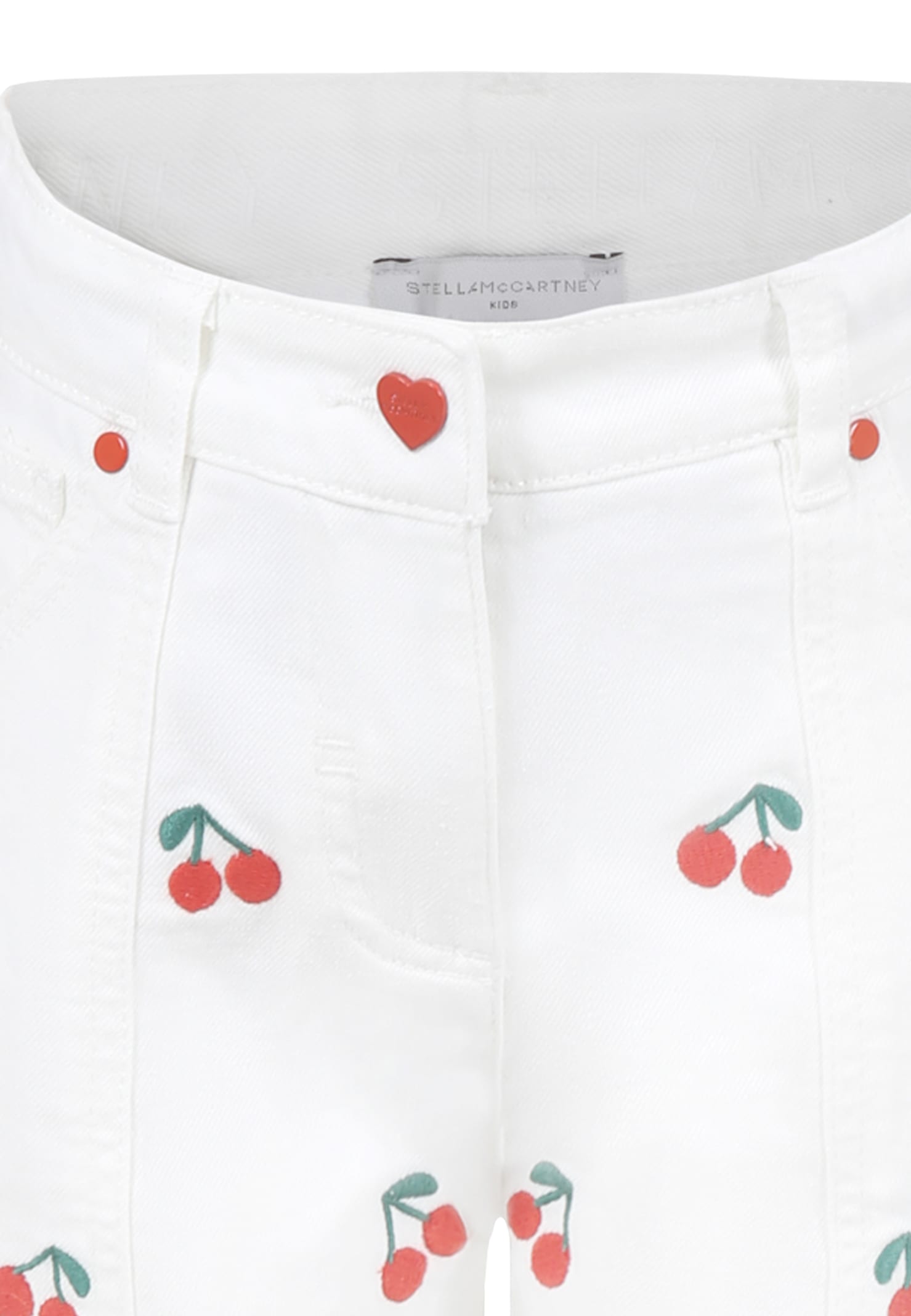 Stella Mccartney White Jeans For Girl With Cherries In White