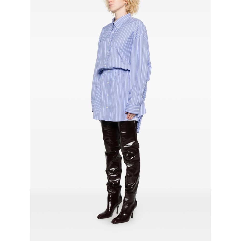 Maison Margiela Blue Striped Romper In Blue