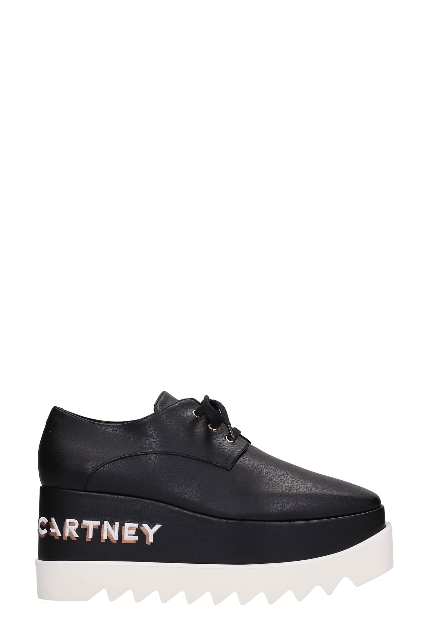 Stella McCartney Elyse Logo Lace Up Shoes In Black Faux Leather