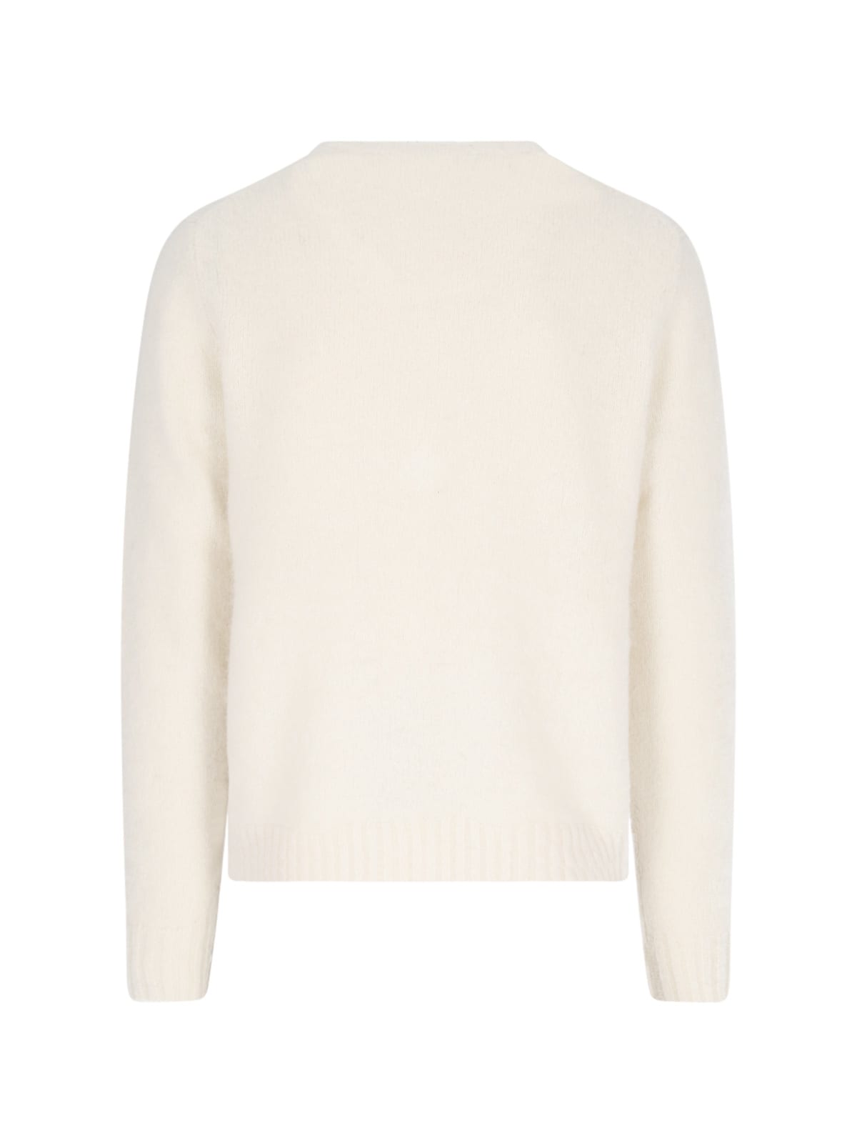 Shop Polo Ralph Lauren Logo Crew Neck Sweater In Crema