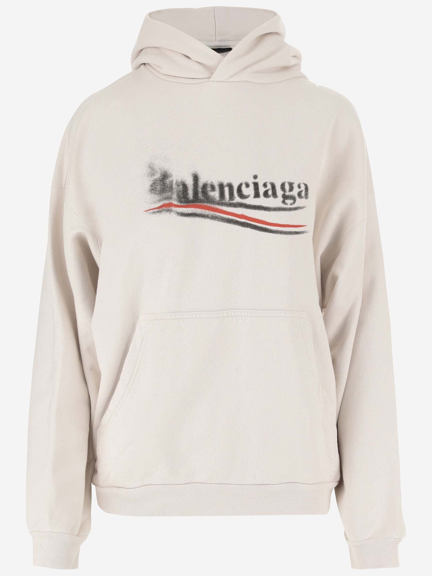 Shop Balenciaga Cotton Sweatshirt With Logo In White