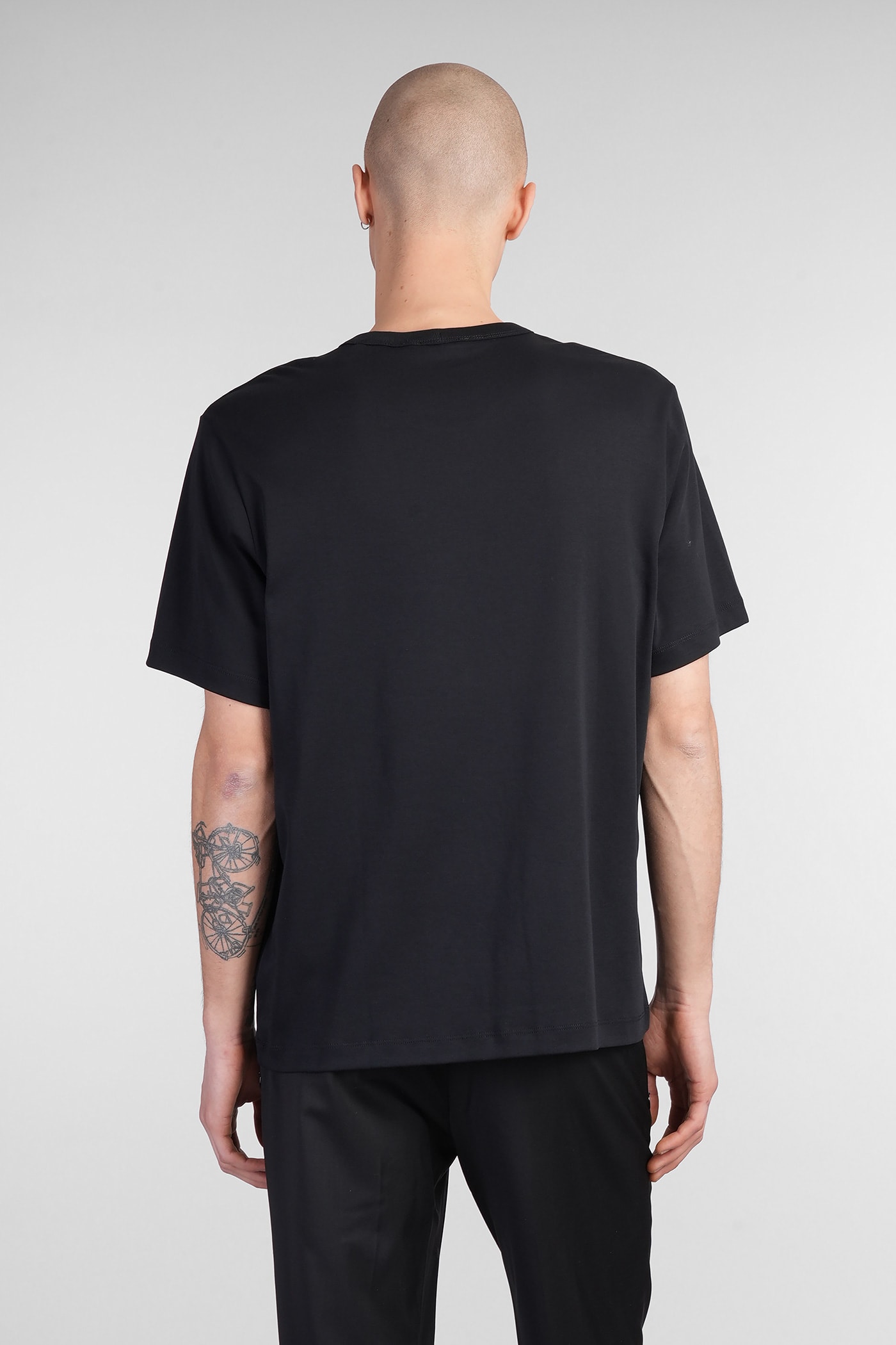 Helmut Lang Relaxed Fit Crew Neck T-shirt With Embossed Logo In Black