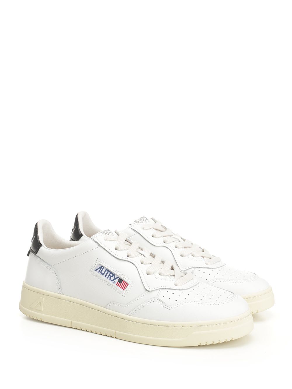 Autry Medalist Sneakers In White And Blue Leather In White